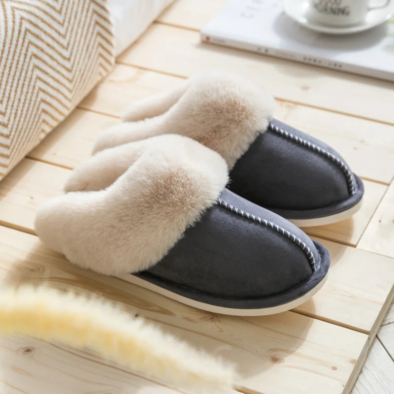 Fluweel zacht, katoenen pantoffels voor herfst- en winter, Dames