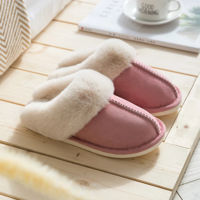Fluweel zacht, katoenen pantoffels voor herfst- en winter, Dames