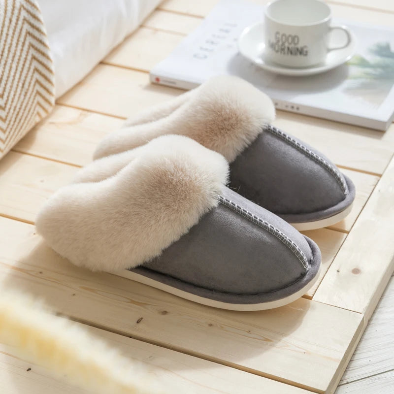 Fluweel zacht, katoenen pantoffels voor herfst- en winter, Dames