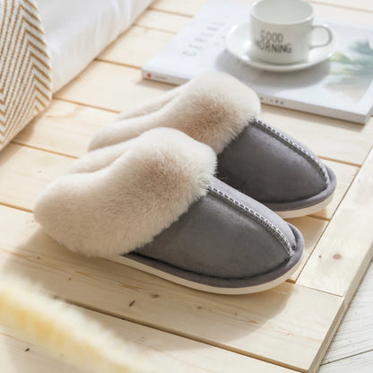 Fluweel zacht, katoenen pantoffels voor herfst- en winter, Dames
